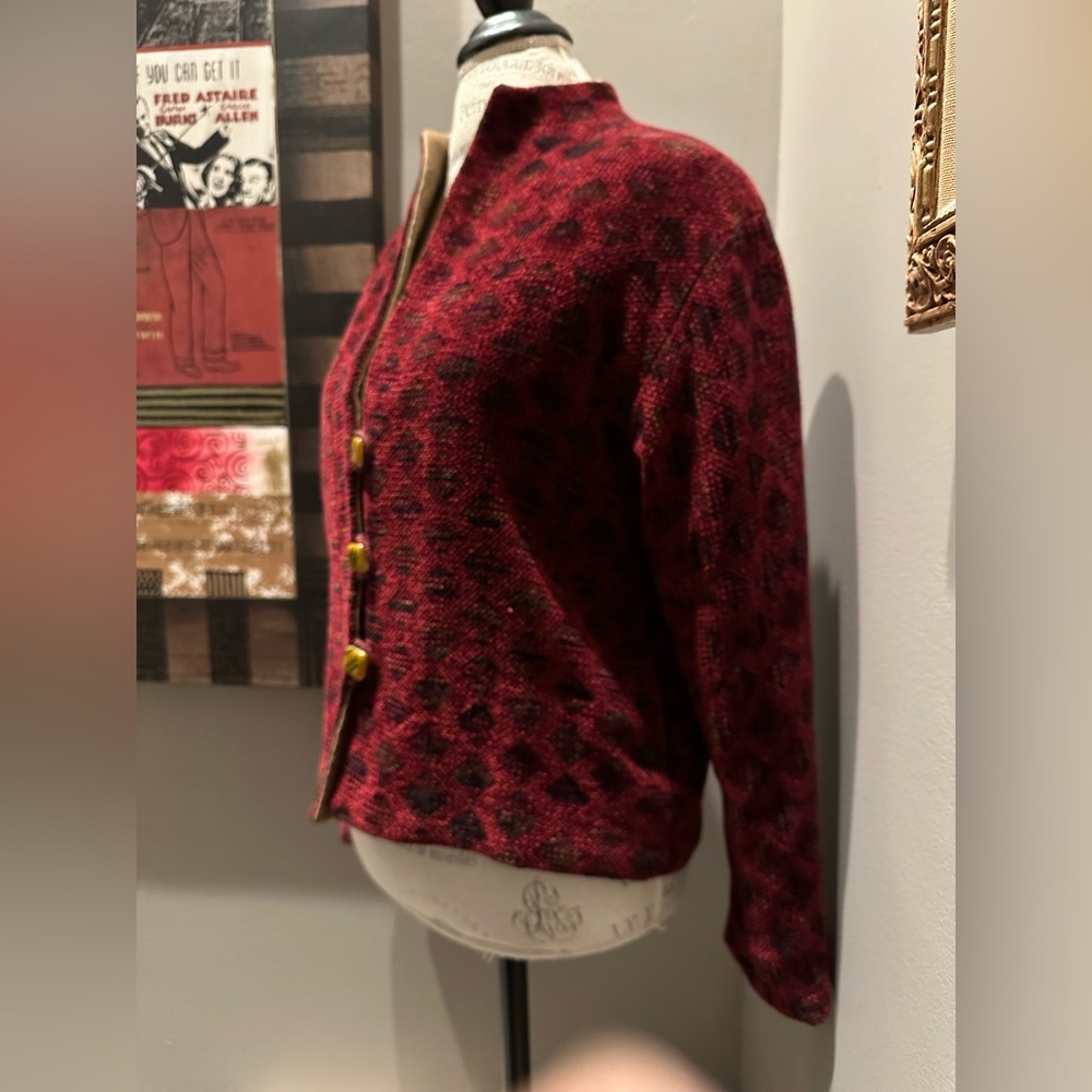 Susan Smith Artwear Chenille Patterned Jacket w/Jacquard Accents - VERY UNIQUE!! - Picture 5 of 13